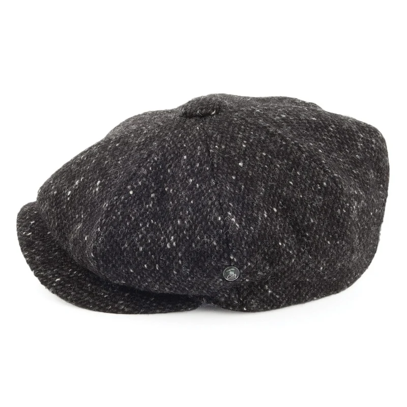 Casquette Gavroche en Tweed du Donegal Chiné anthracite CITY SPORT