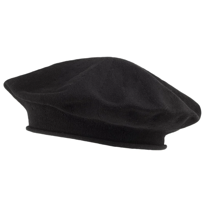 Béret en Coton 29cm de Diamètre noir SUR LA TÊTE