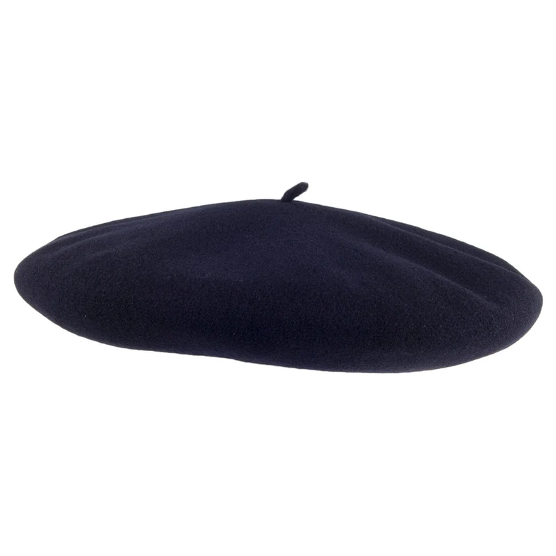 Béret Basque en Laine Mérinos 25,5cm de Diamètre bleu marine foncé LAULHÈRE