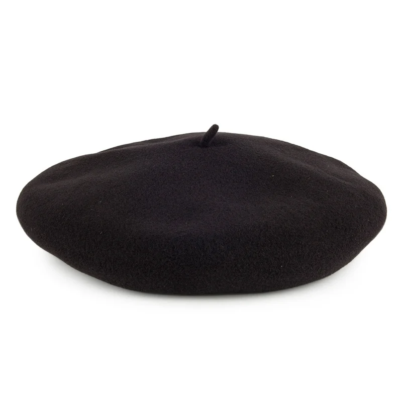 Béret Basque en Laine Mérinos 25,5cm de Diamètre noir LAULHÈRE