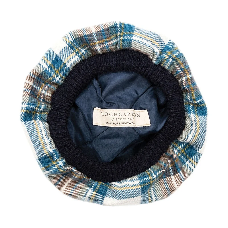 Chapeau Tam O'Shanter en Laine d'Agneau Stewart Dress bleu LOCHCARRON OF SCOTLAND