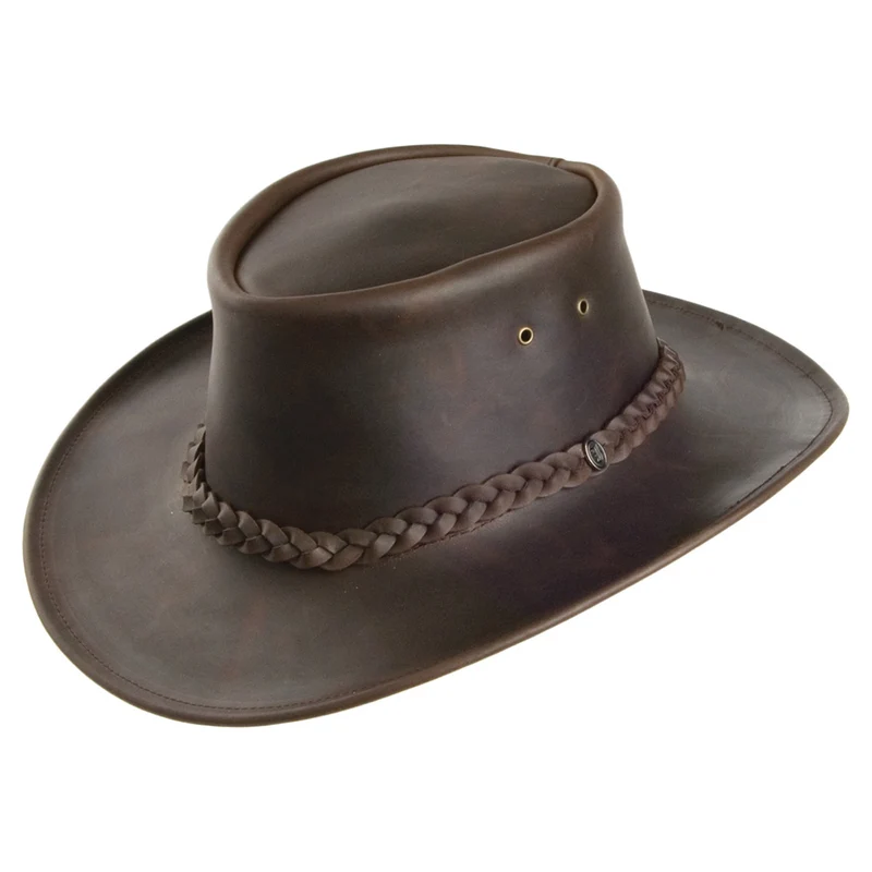 Chapeau Australien en Cuir Déformable marron JAXON & JAMES