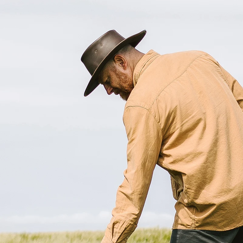 Chapeau Australien en Cuir Déformable marron JAXON & JAMES