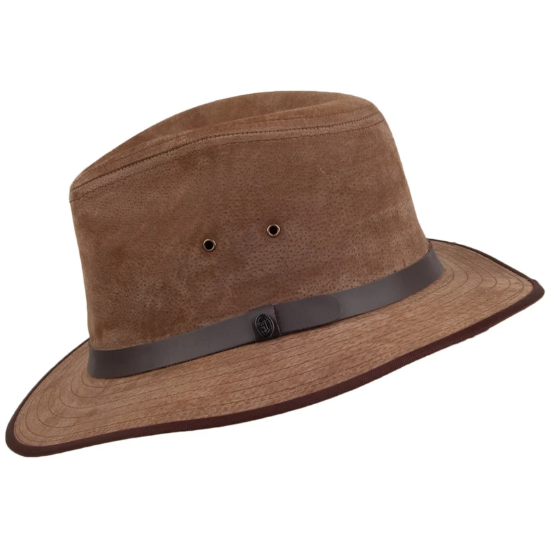 Chapeau Fedora Safari en Cuir Nubuck châtaigne JAXON & JAMES