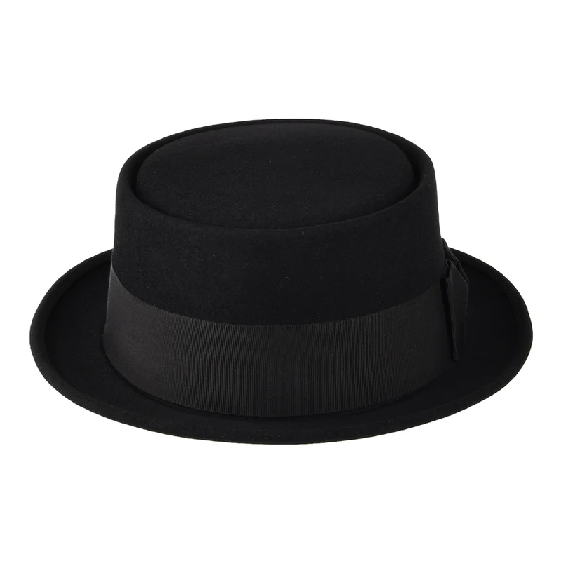 Chapeau Pork Pie en Fourrure Feutrée Monk noir CHRISTYS
