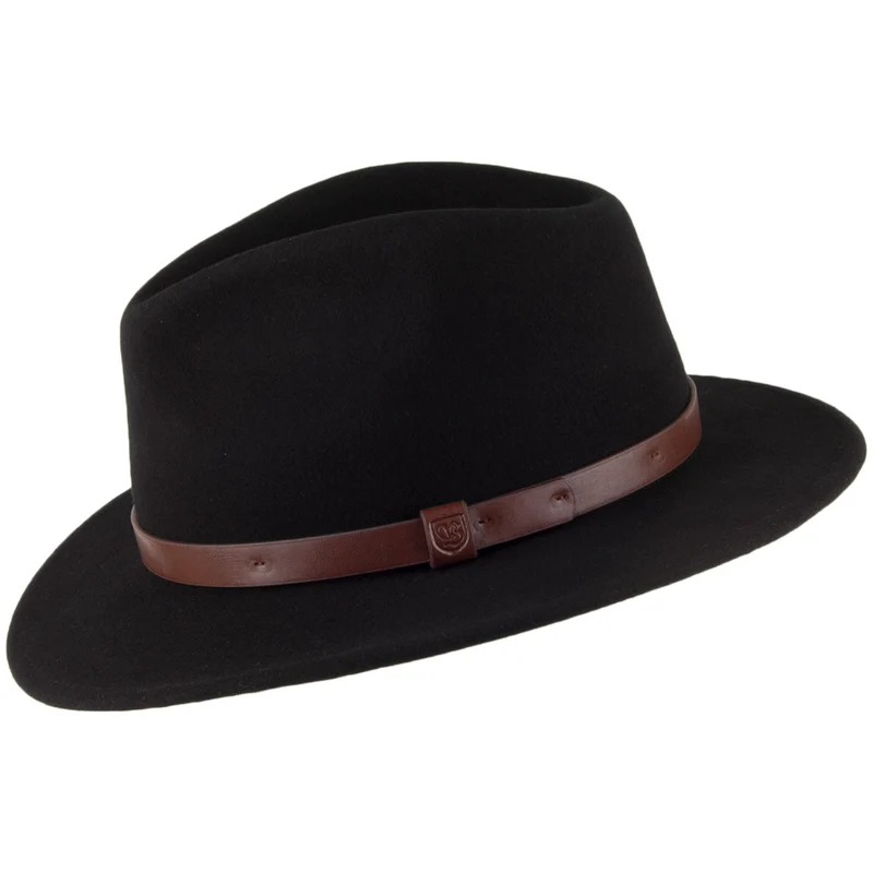 Chapeau Fedora Messer noir à Bandeau marron BRIXTON