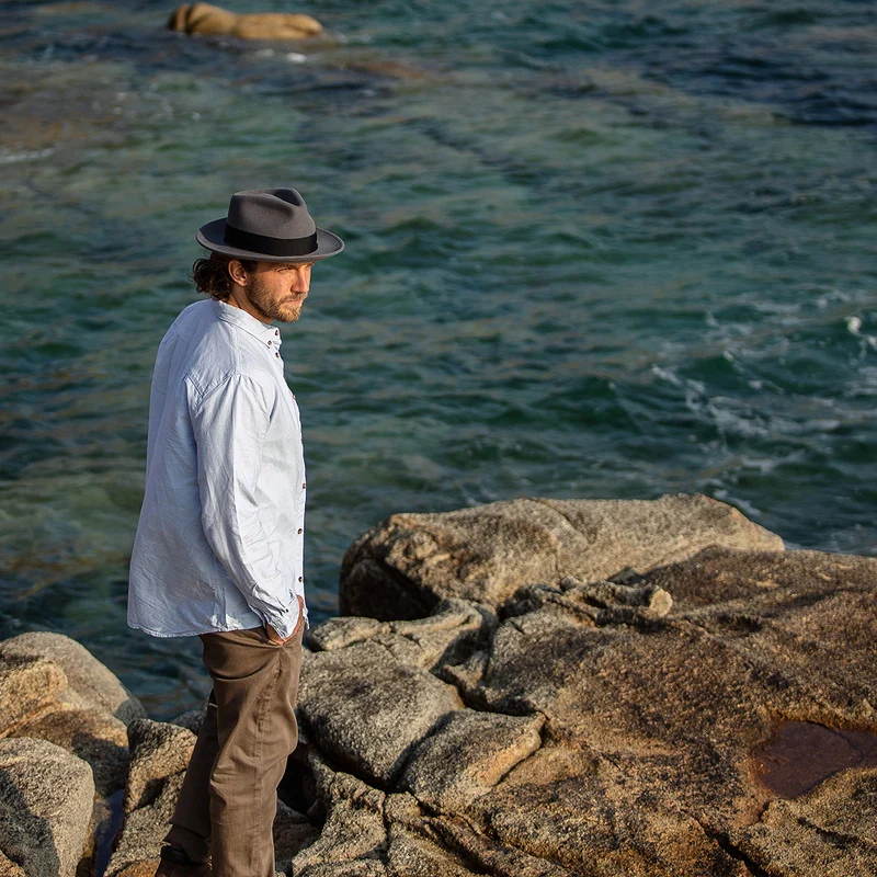 Chapeau Fedora en Laine Feutrée Déformable C-Crown gris JAXON & JAMES
