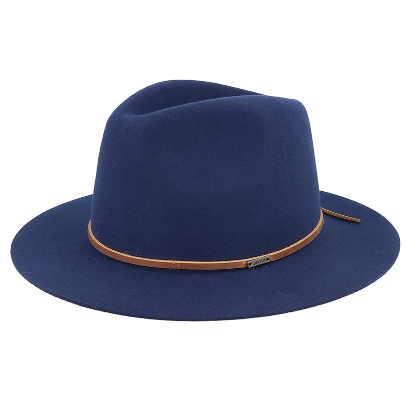 Chapeau Fedora en Laine Feutrée Wesley bleu BRIXTON