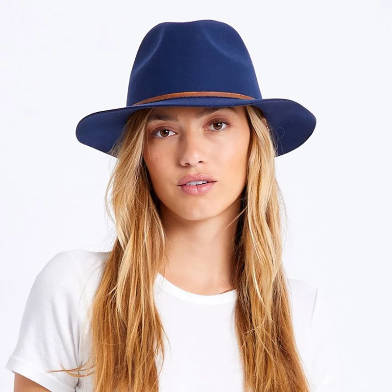 Chapeau Fedora en Laine Feutrée Wesley bleu BRIXTON