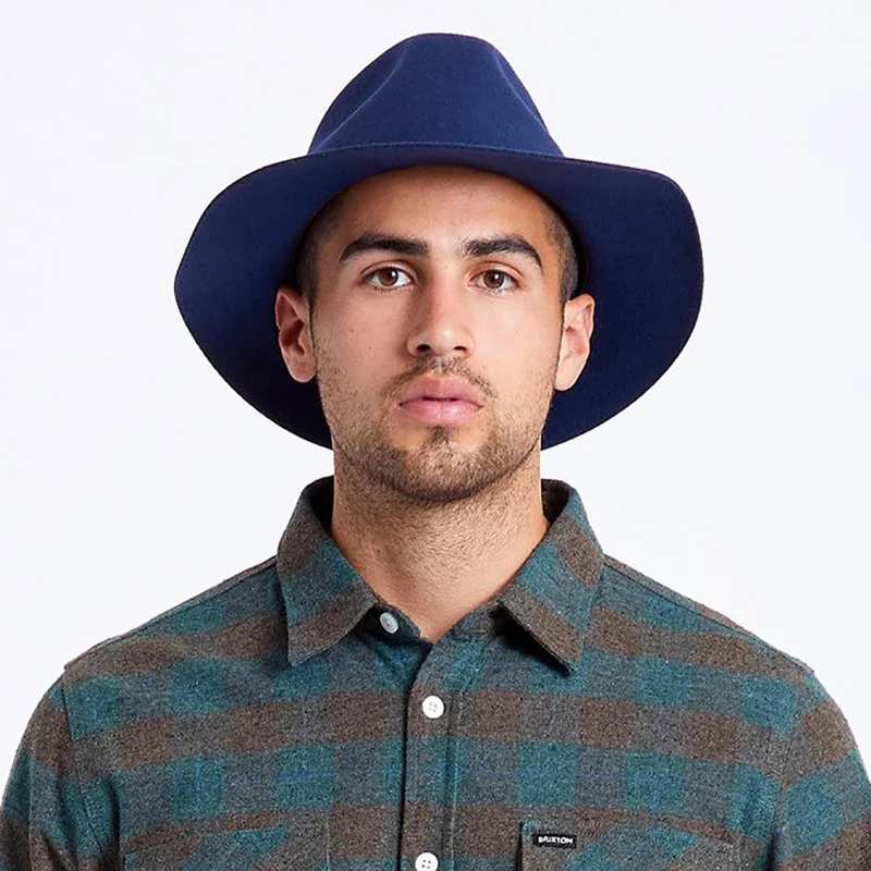 Chapeau Fedora en Laine Feutrée Wesley bleu BRIXTON