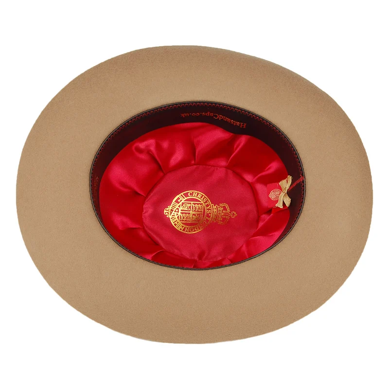 Chapeau Fedora en Laine Feutrée avec Plumes Grosvenor camel CHRISTYS