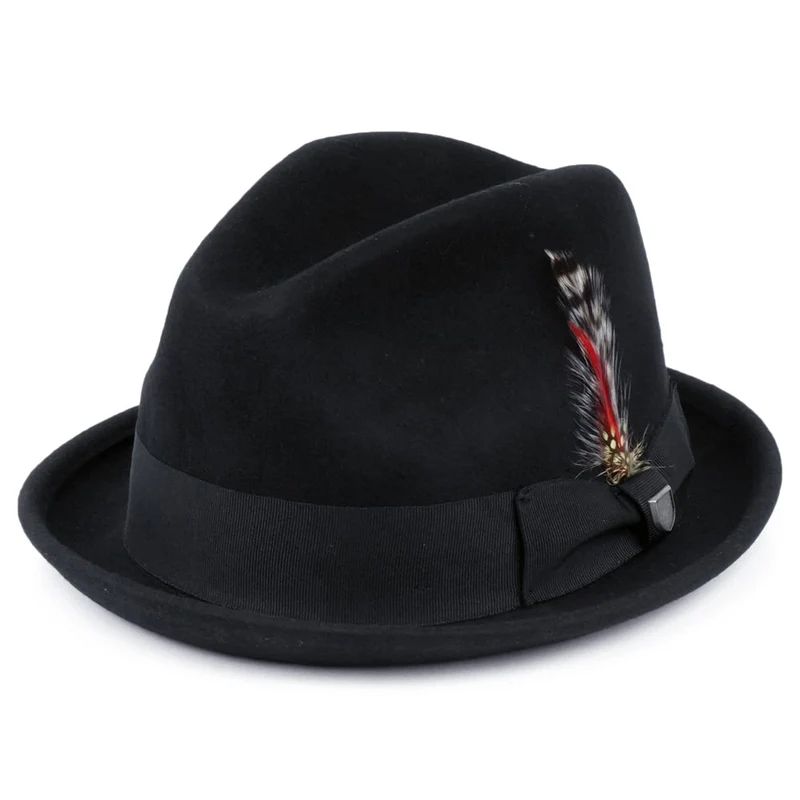 Chapeau Trilby en Laine Feutrée Gain noir BRIXTON