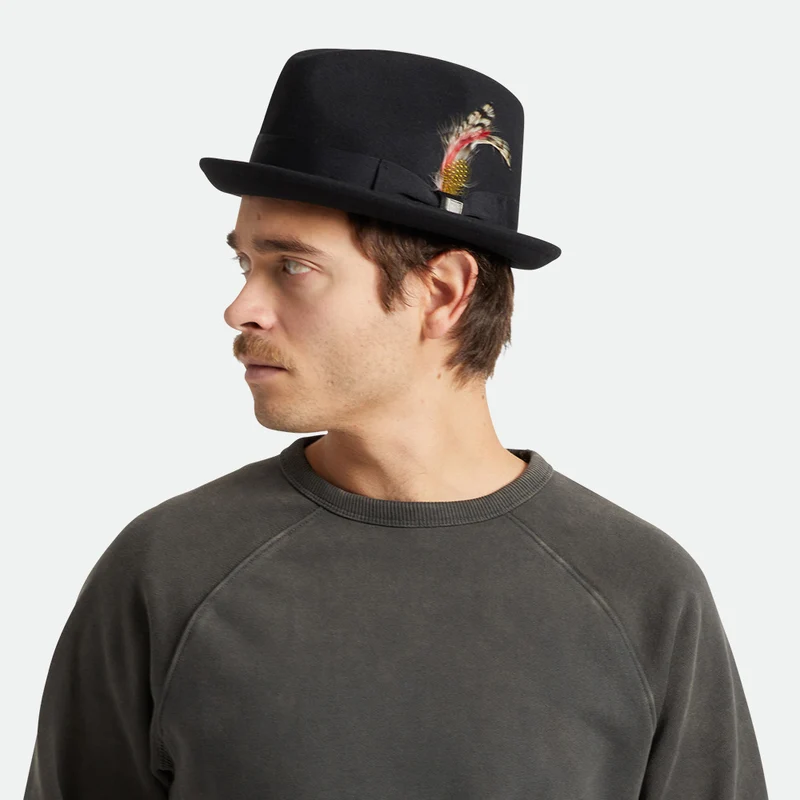 Chapeau Trilby en Laine Feutrée Gain noir BRIXTON