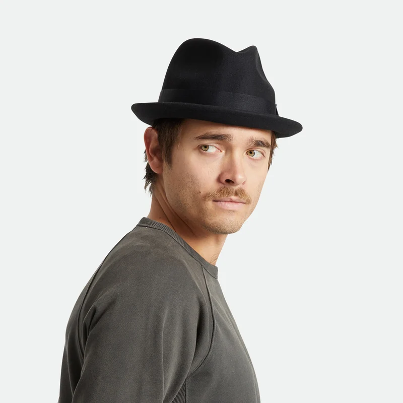 Chapeau Trilby en Laine Feutrée Gain noir BRIXTON