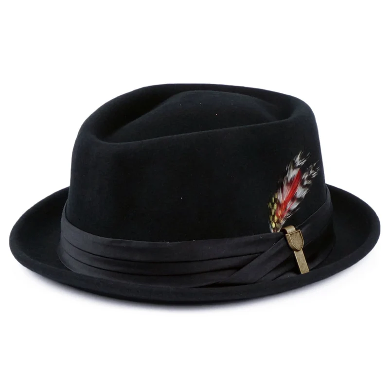 Chapeau Pork Pie en Laine Feutrée Stout noir BRIXTON