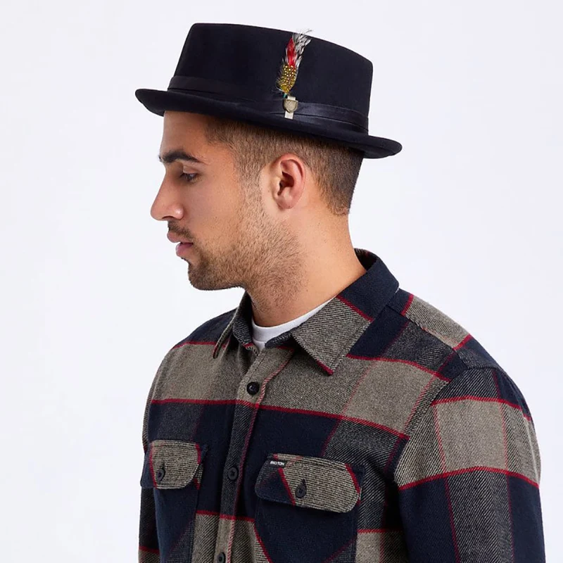 Chapeau Pork Pie en Laine Feutrée Stout noir BRIXTON
