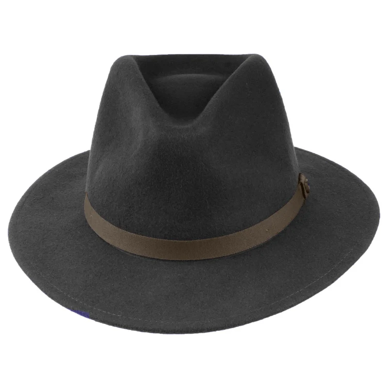 Chapeau Fedora en Laine Feutrée Pliable Messer noir délavé-marron BRIXTON