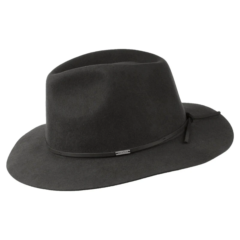 Chapeau Fedora en Laine Feutrée Pliable Wesley noir délavé BRIXTON