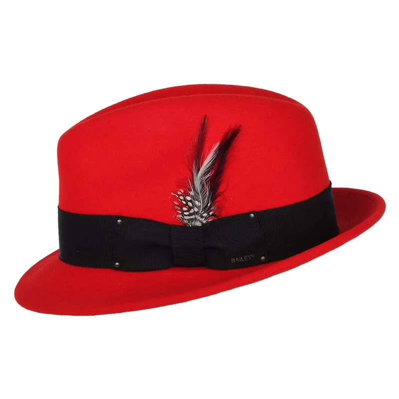 Chapeau Trilby en Laine Feutrée Déformable Hydrofuge Tino rouge BAILEY