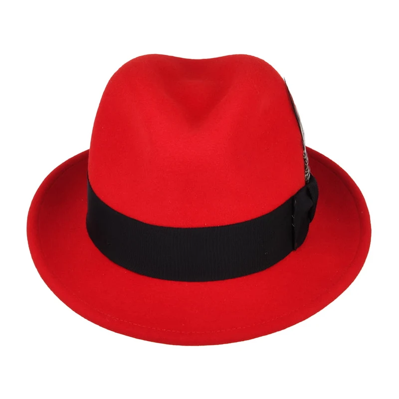 Chapeau Trilby en Laine Feutrée Déformable Hydrofuge Tino rouge BAILEY