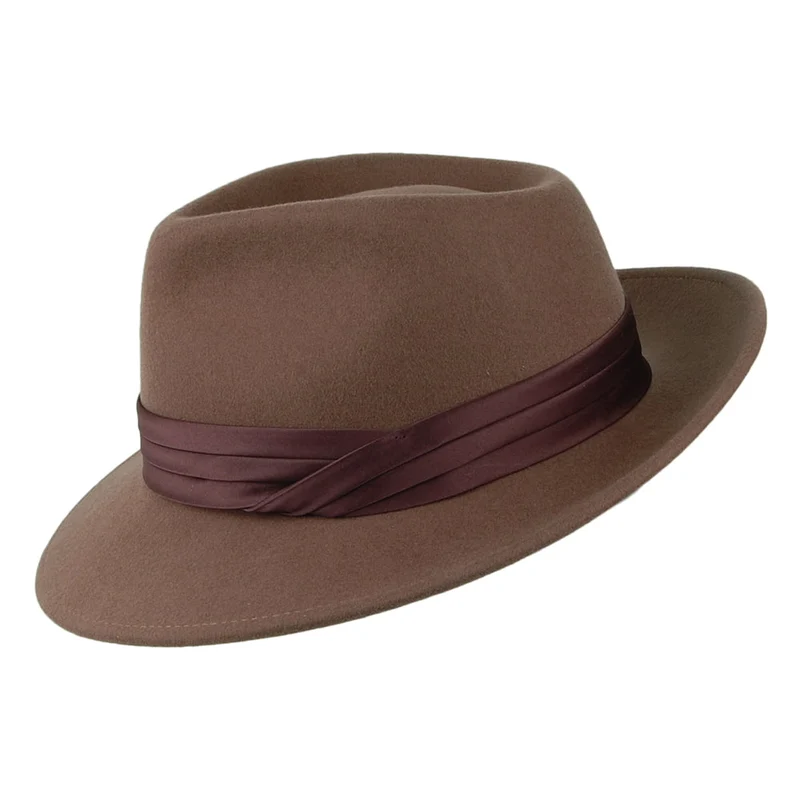 Chapeau Fedora en Laine Feutrée Goodman camel BRIXTON