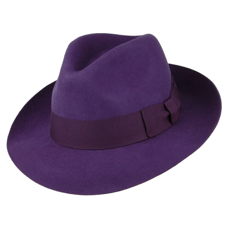 Chapeau Fedora en Laine Feutrée Mayfair violet DENTON