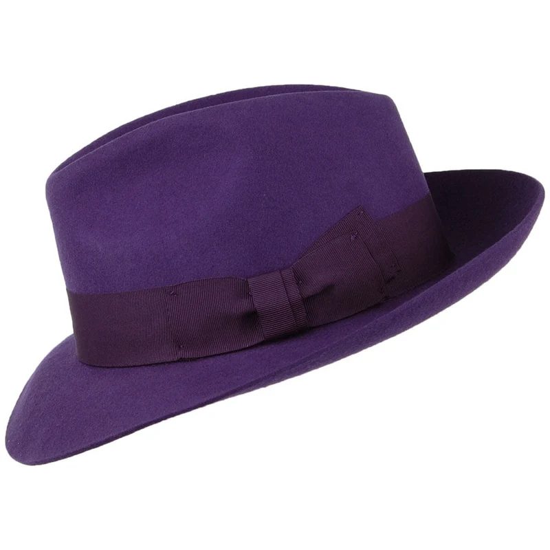 Chapeau Fedora en Laine Feutrée Mayfair violet DENTON
