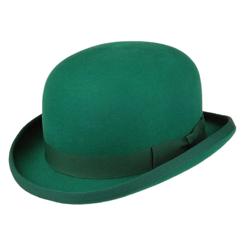 Chapeau Melon en Laine Feutrée émeraude DENTON