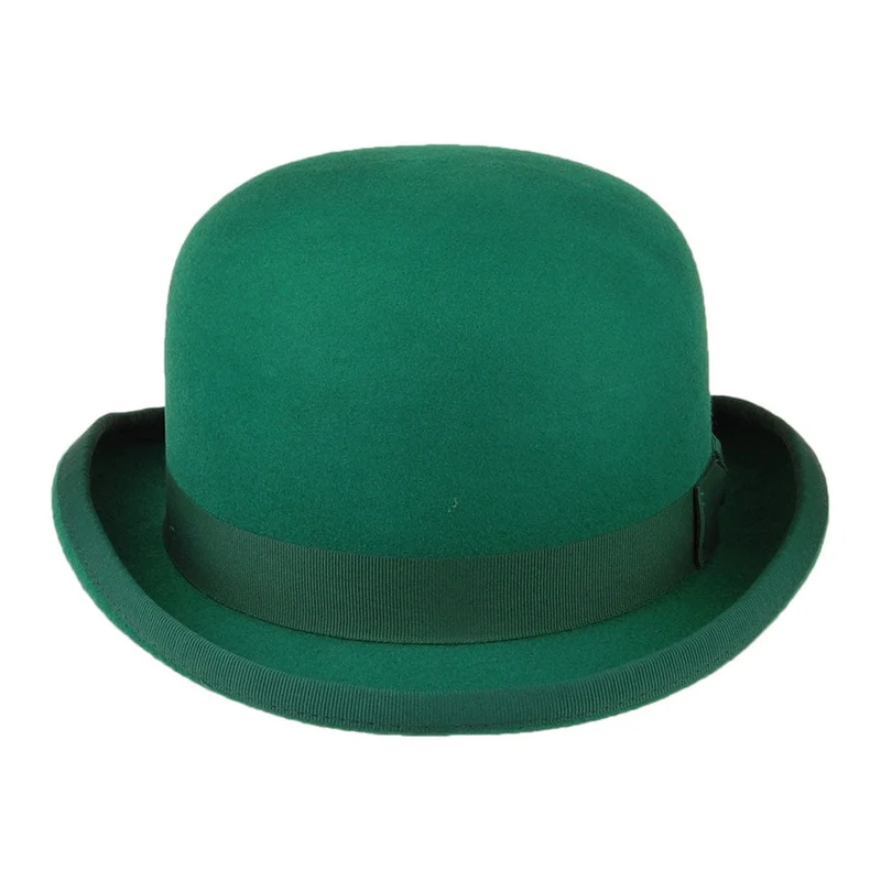 Chapeau Melon en Laine Feutrée émeraude DENTON