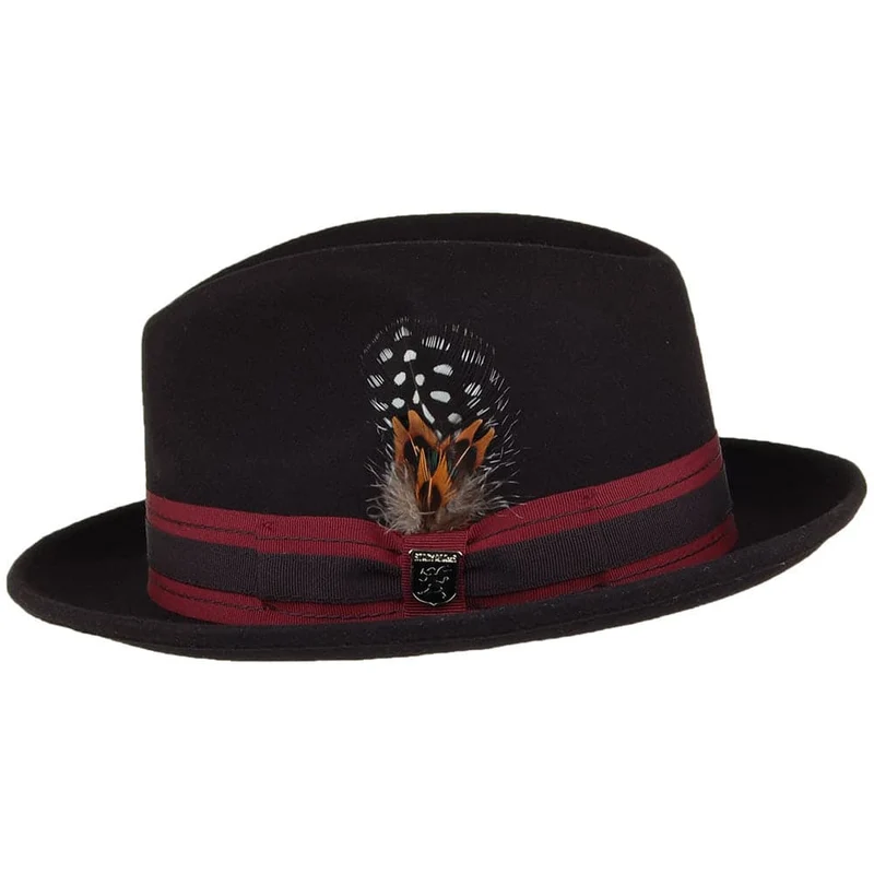 Chapeau Trilby en Laine Feutrée Pinch Crown Irving noir STACY ADAMS