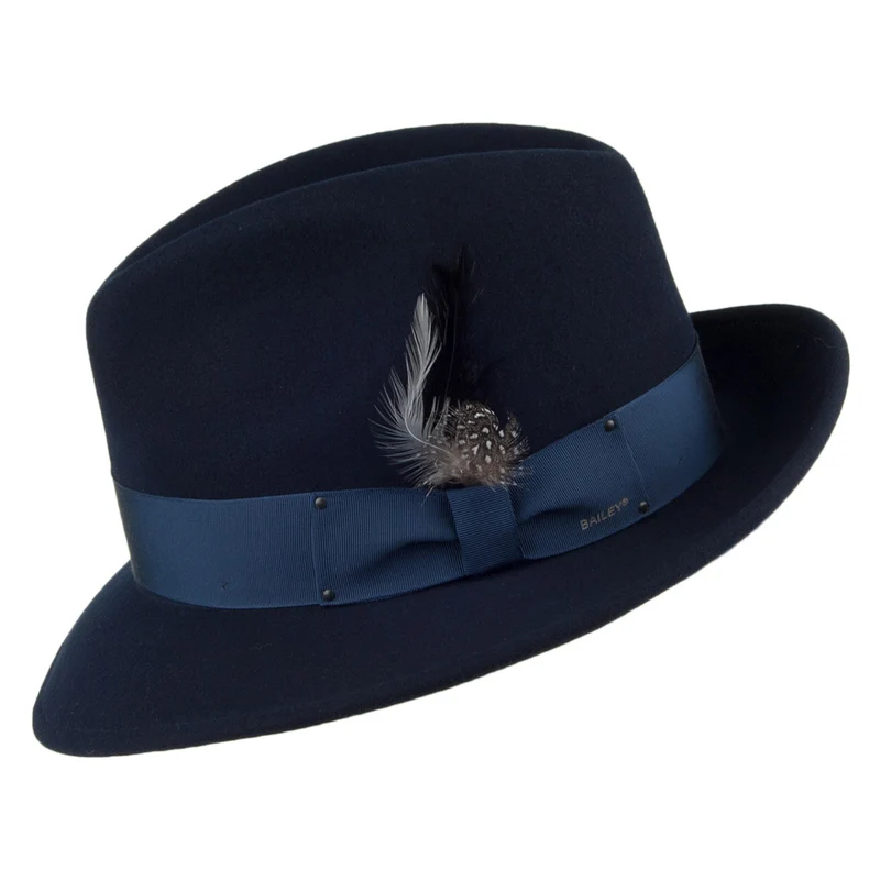 Chapeau Fedora en Laine Feutrée Déformable Hydrofuge Blixen bleu marine BAILEY