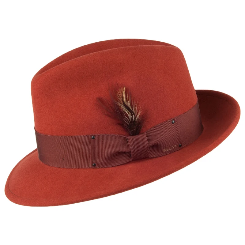 Chapeau Fedora en Laine Feutrée Déformable Hydrofuge Blixen rouille BAILEY