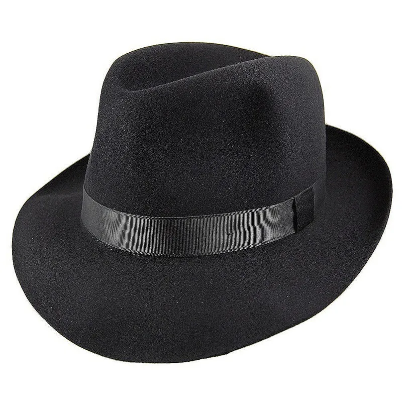 Chapeau Fedora en Fourrure Feutrée Foldaway noir CHRISTYS