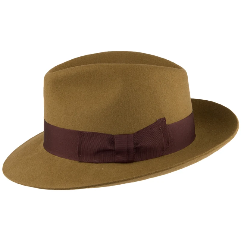 Chapeau Fedora en Laine Feutrée Mayfair moutarde DENTON