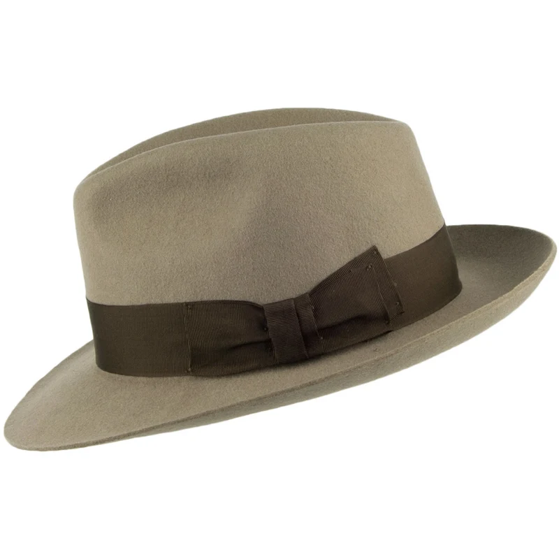 Chapeau Fedora en Laine Feutrée Mayfair beige DENTON