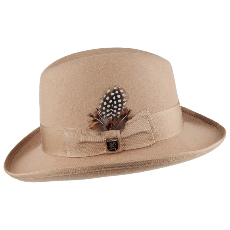 Chapeau Homburg en Laine Feutrée camel STACY ADAMS
