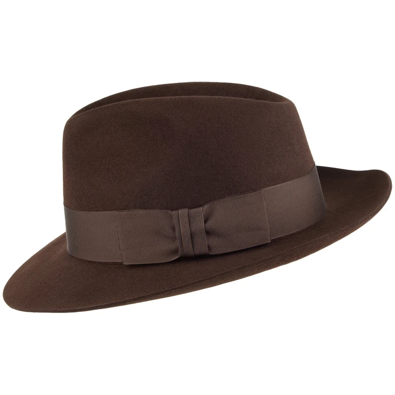 Chapeau Fedora en Fourrure Feutrée Knightsbridge marron CHRISTYS