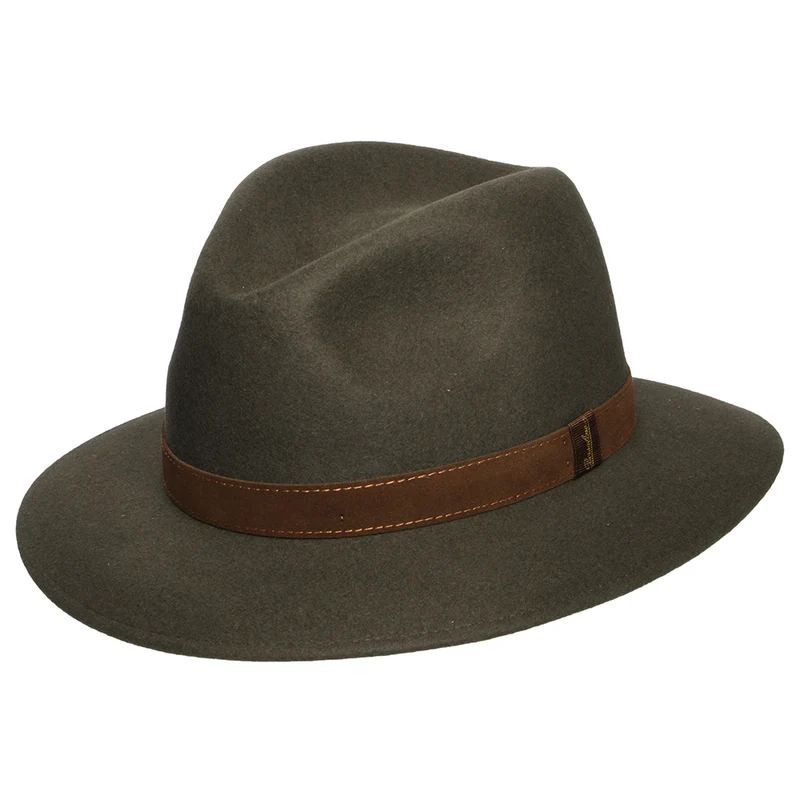 Chapeau Fedora Safari Déformable en Fourrure Feutrée sauge BORSALINO
