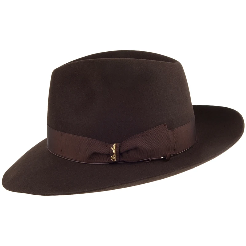 Chapeau Fedora en Fourrure Feutrée Avalon marron foncé BORSALINO