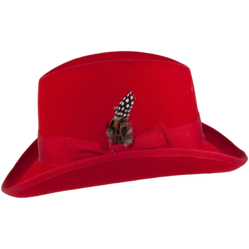 Chapeau Homburg en Laine Feutrée rouge STACY ADAMS