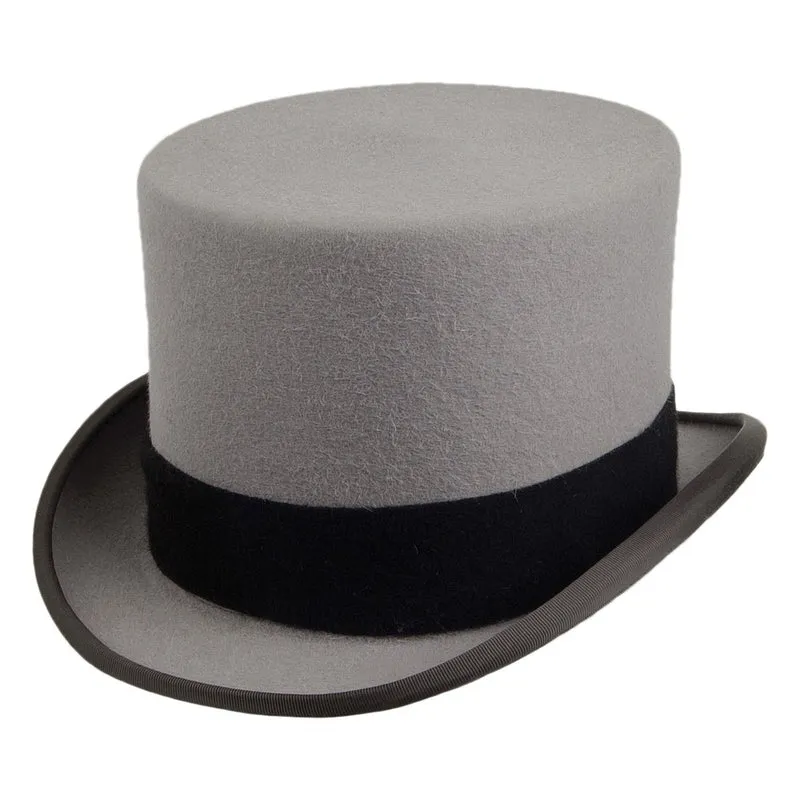 Chapeau Haut de Forme en Fourrure Feutrée Ascot gris CHRISTYS
