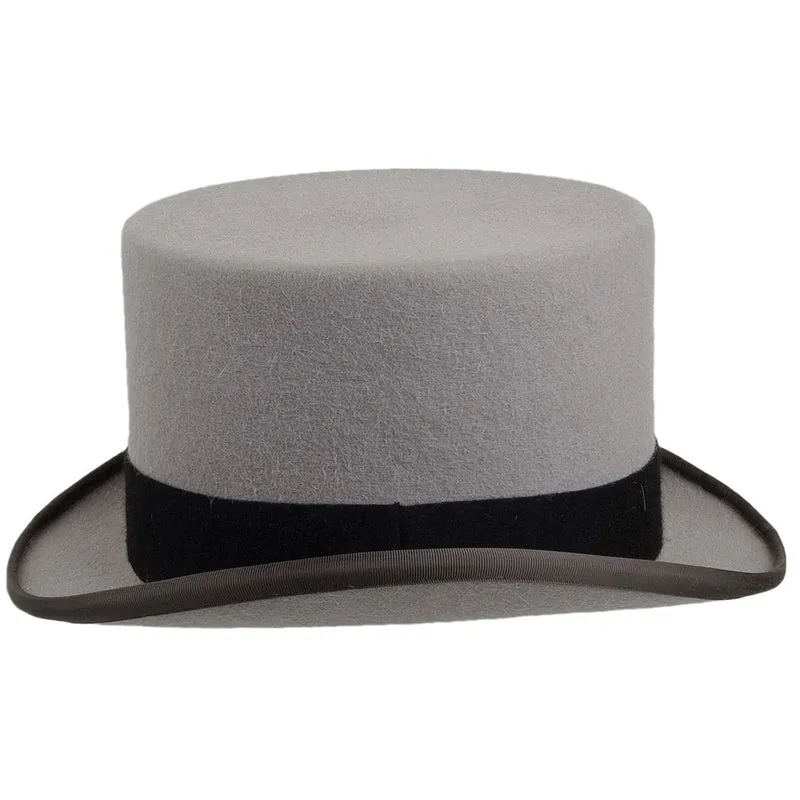Chapeau Haut de Forme en Fourrure Feutrée Ascot gris CHRISTYS