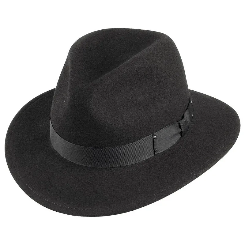 Chapeau Fedora en Laine Feutrée Déformable Hydrofuge Curtis noir BAILEY