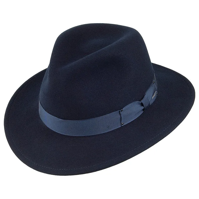 Chapeau Fedora en Laine Feutrée Déformable Hydrofuge Curtis bleu marine BAILEY