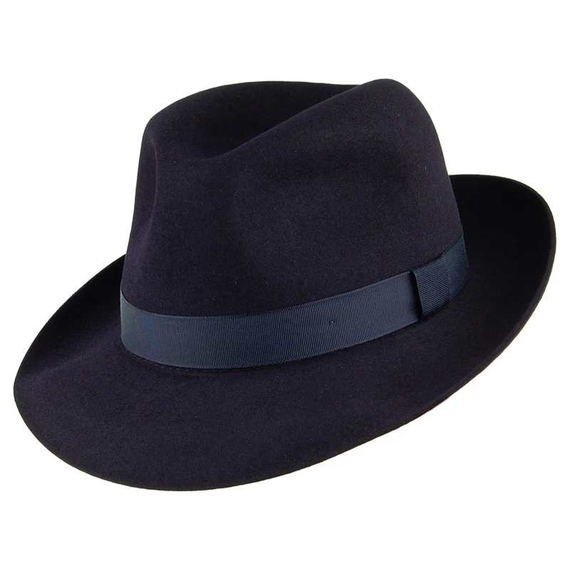 Chapeau Fedora en Fourrure Feutrée Foldaway bleu marine CHRISTYS