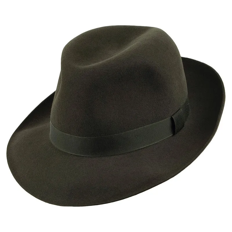 Chapeau Fedora en Fourrure Feutrée Foldaway vert foncé CHRISTYS