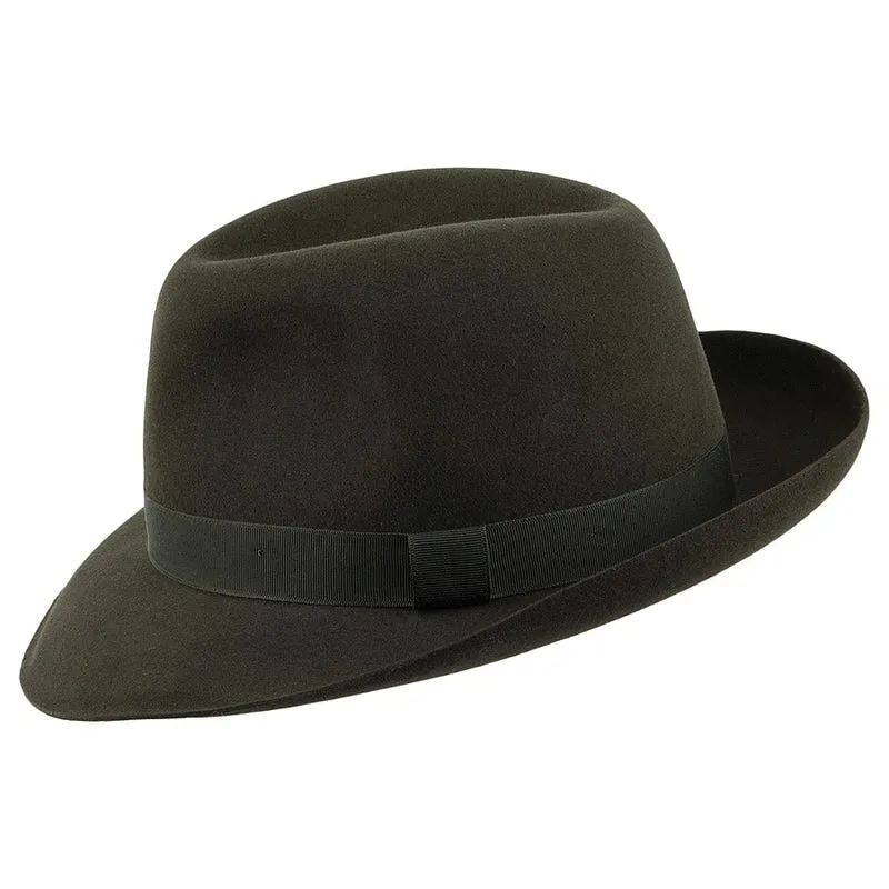 Chapeau Fedora en Fourrure Feutrée Foldaway vert foncé CHRISTYS