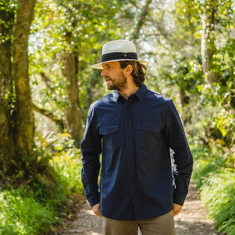 Chapeau Fedora Safari en Paille Toyo ivoire avec Bandeau noir JAXON & JAMES