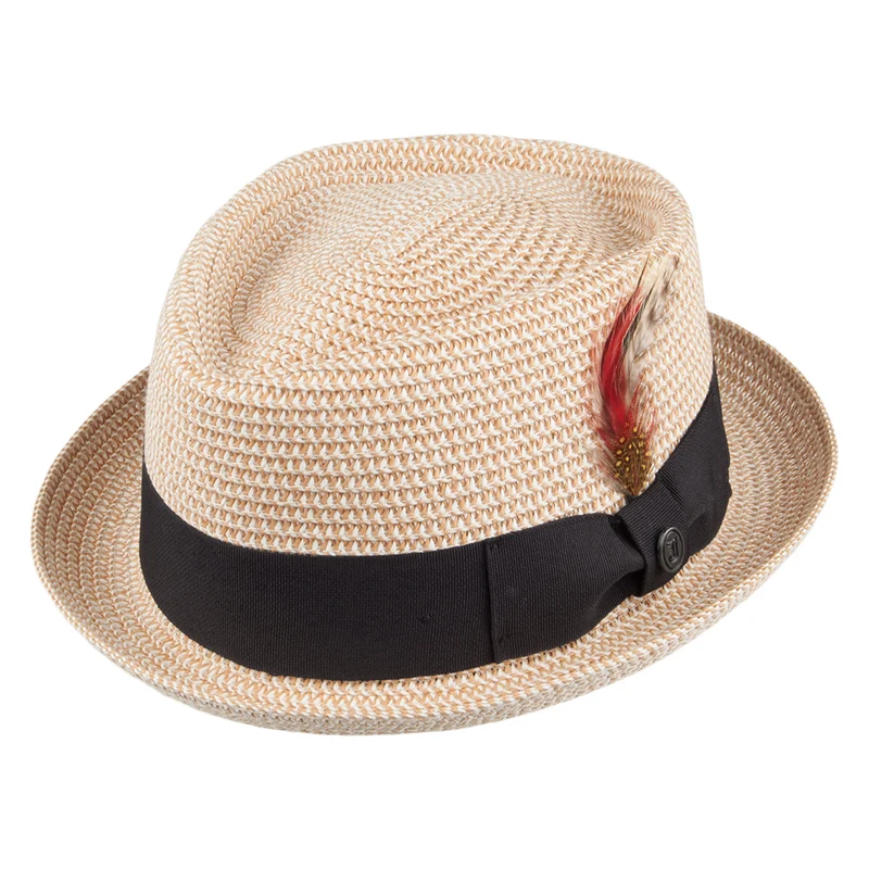 Chapeau Pork Pie Diamond Crown en Paille Toyo Tressée naturel JAXON & JAMES