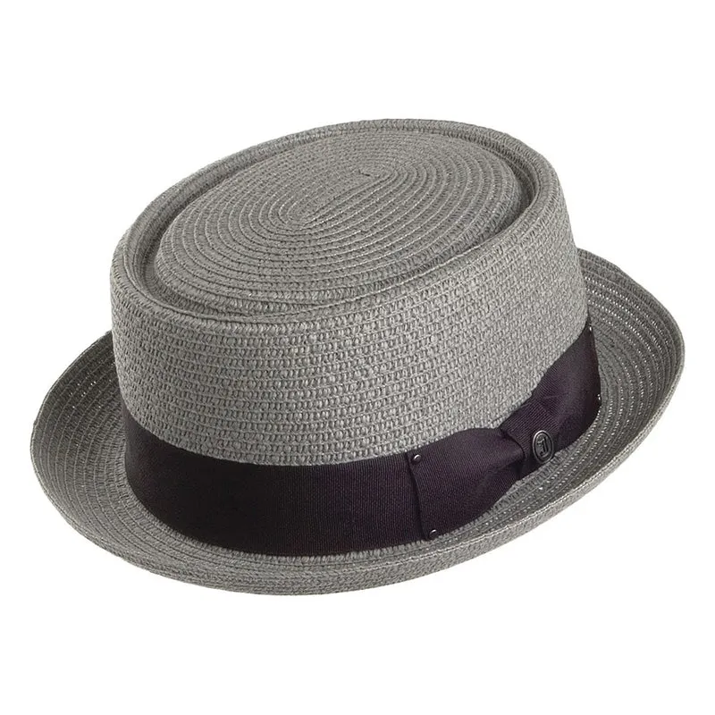 Chapeau Pork Pie en Paille Toyo Tressée gris JAXON & JAMES